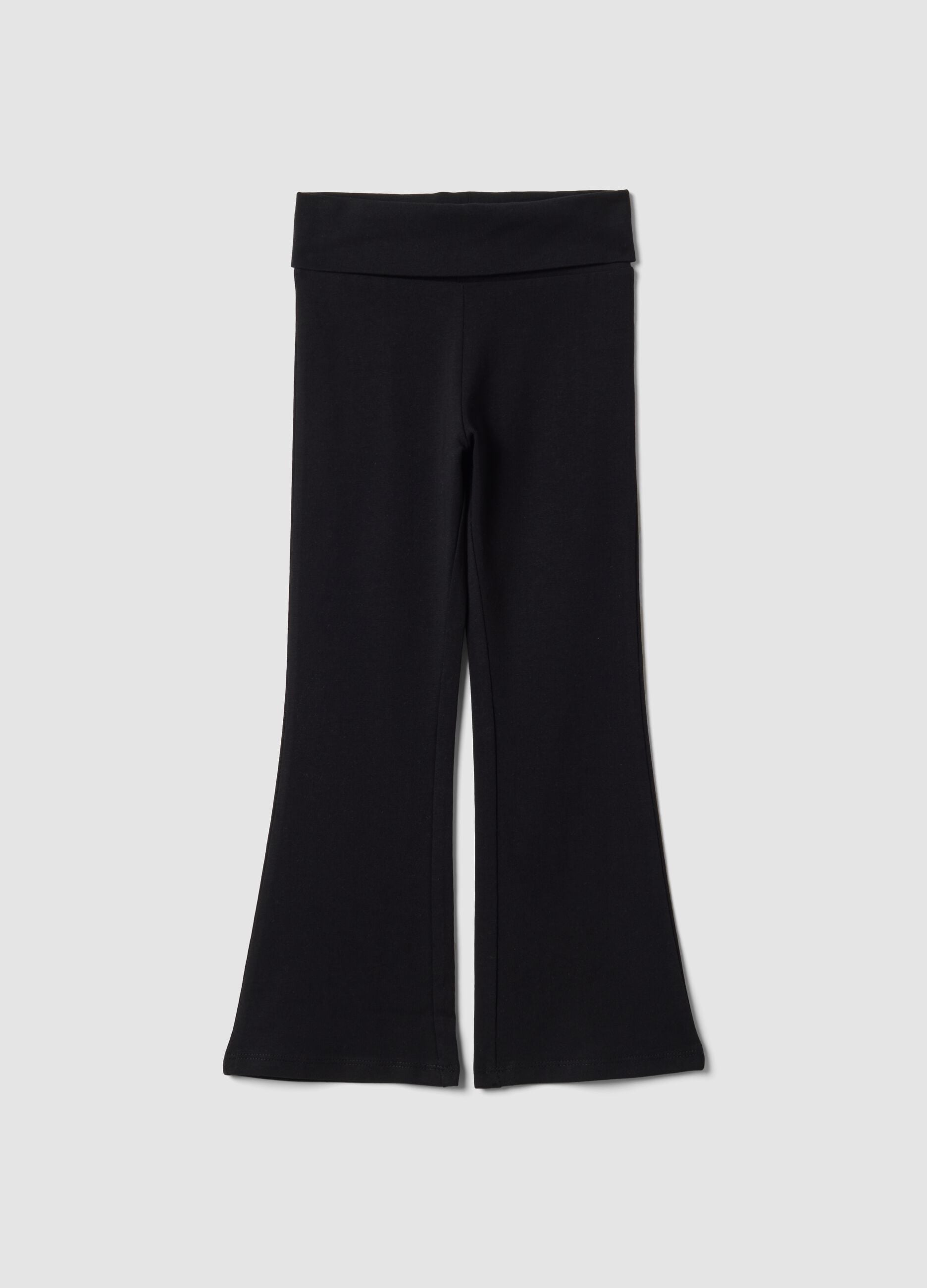 Black flared leggings in stretch organic cotton for girls