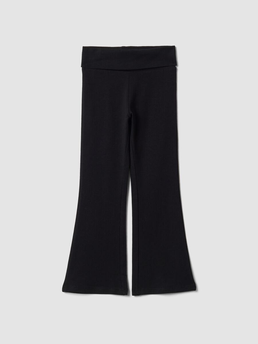 Leggings neri flare in cotone organico elasticizzato per bambina_0