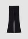 Black flared leggings in stretch organic cotton for girls_0