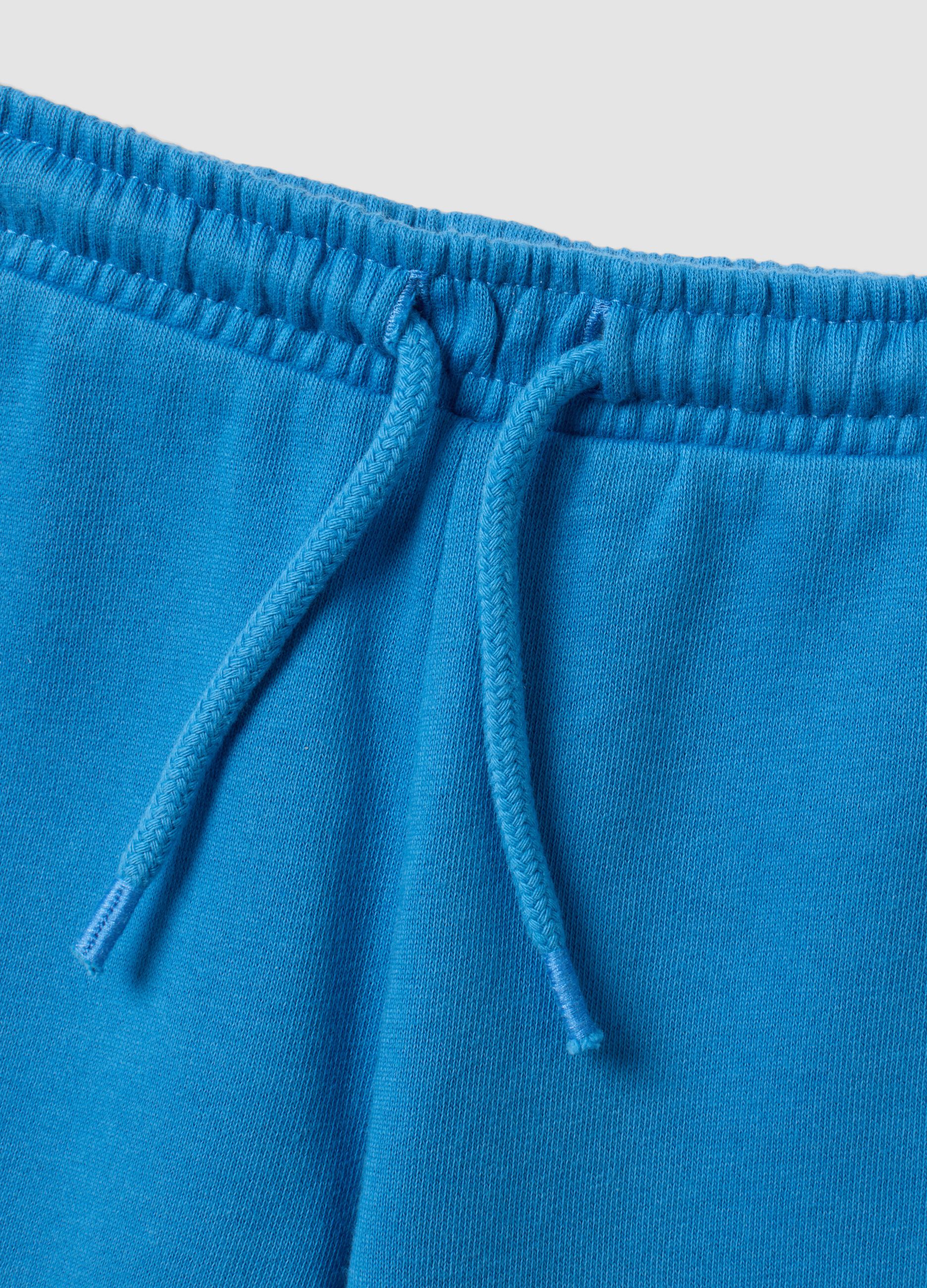 Blue pure cotton crew-neck tracksuit set for boys