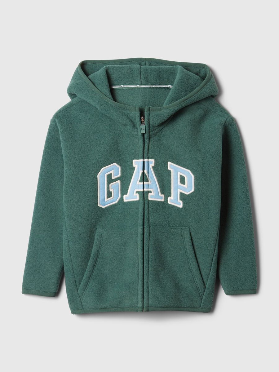 Full-zip fleece hoodie and embroidered logo_0