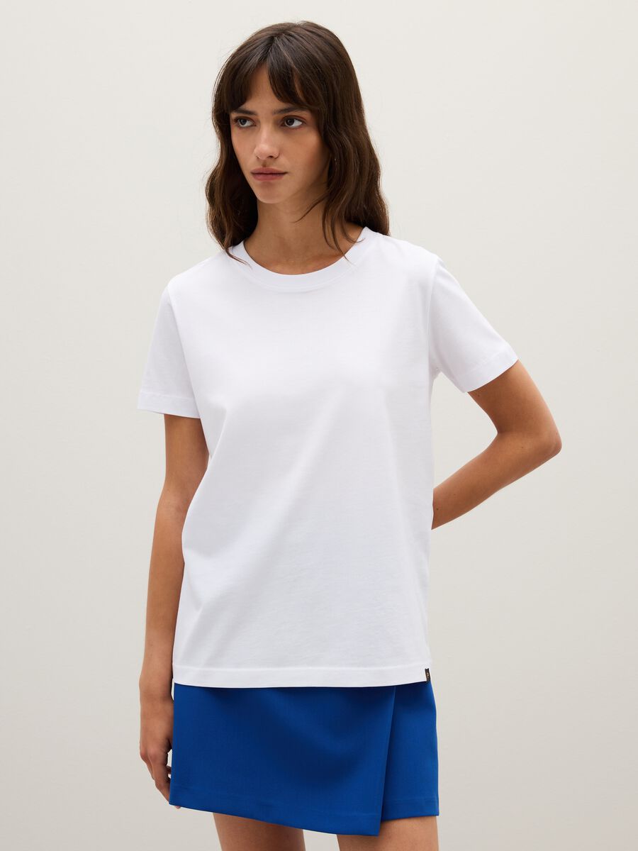 T-shirt in puro cotone bianca regular fit_0