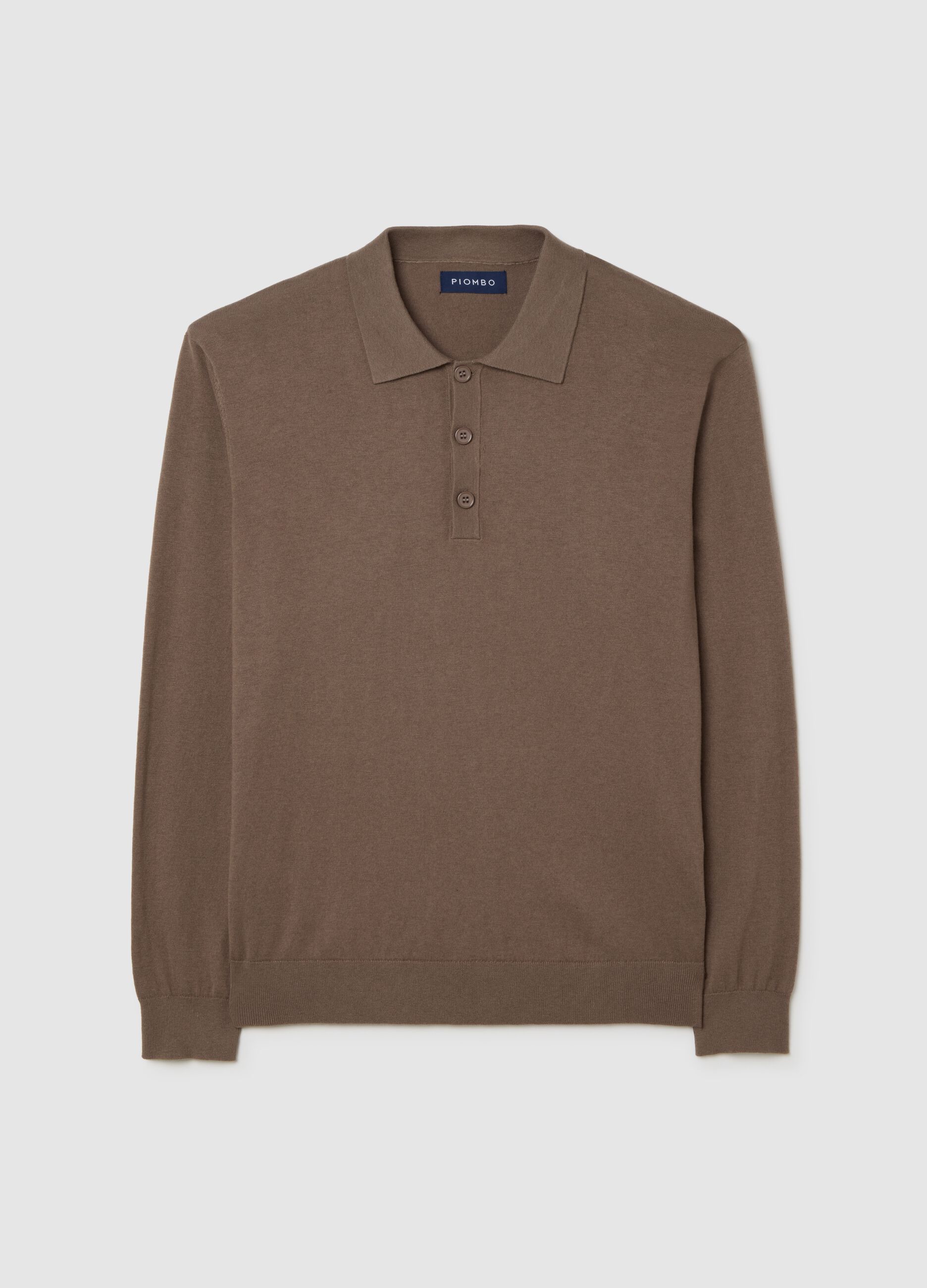 Regular-fit brown cotton blend polo shirt
