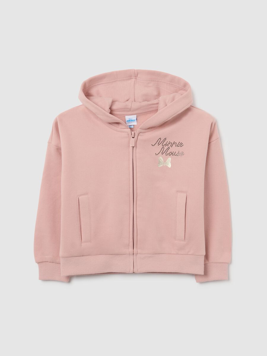 Girls' pink cotton blend hoodie, regular fit with Disney print_0