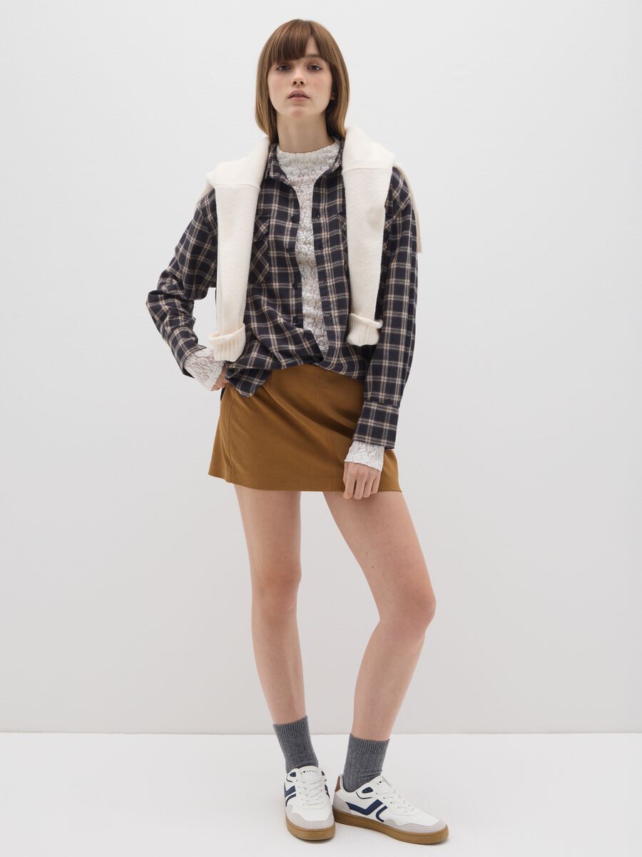 Brown Faux Leather Mini Skirt_1