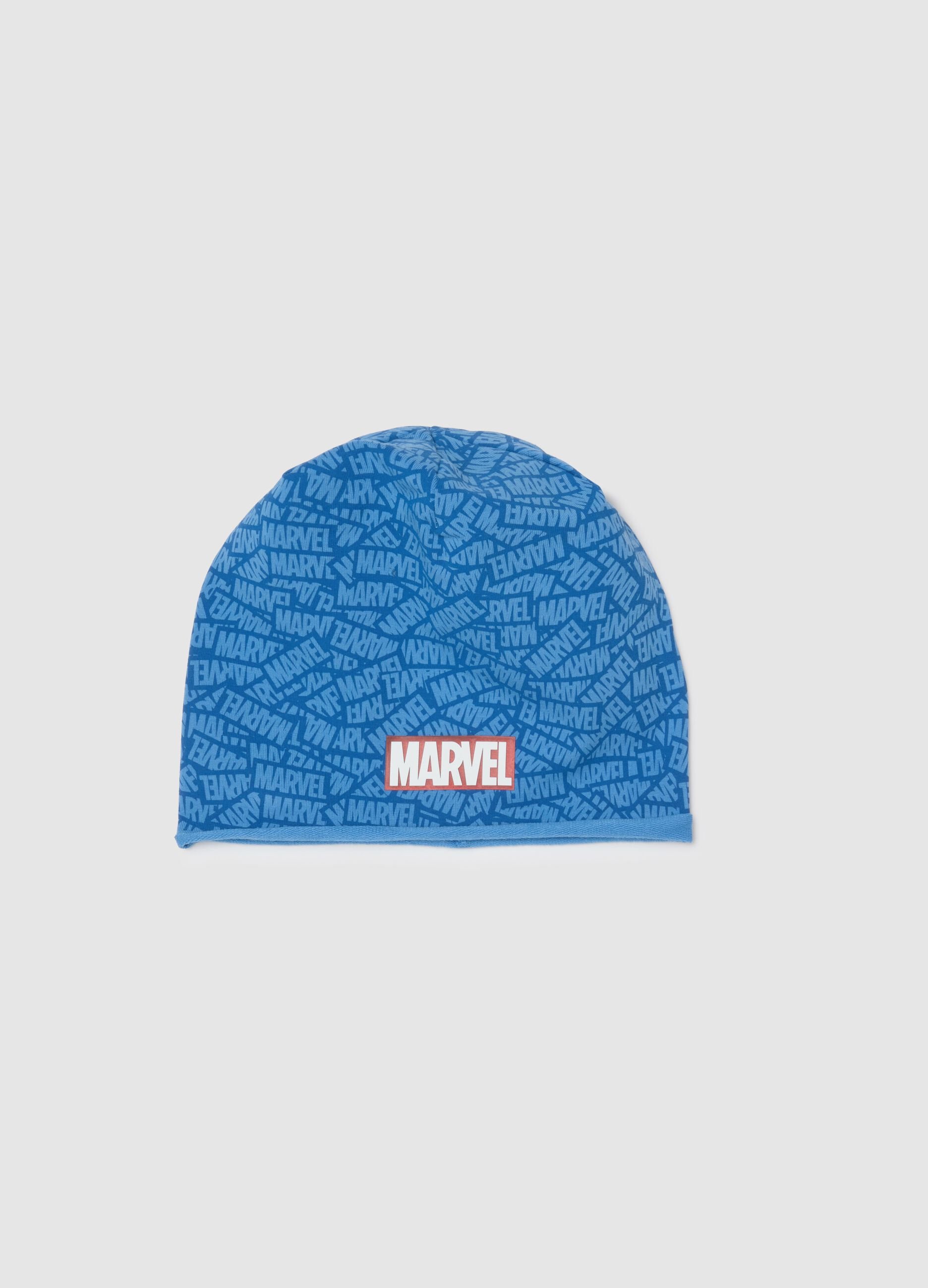 Multicoloured stretch cotton children's hat with Marvel logo
