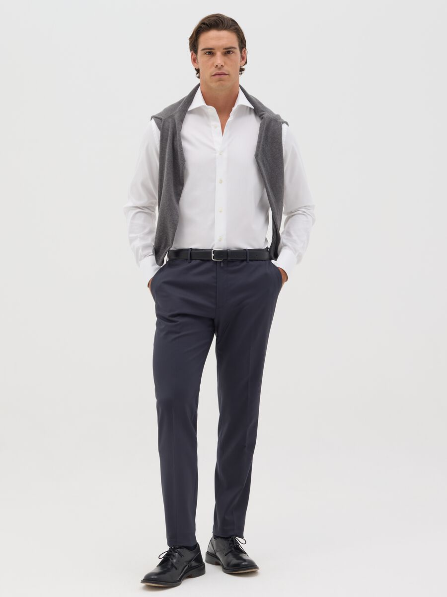 Blue slim-fit chino trousers_0