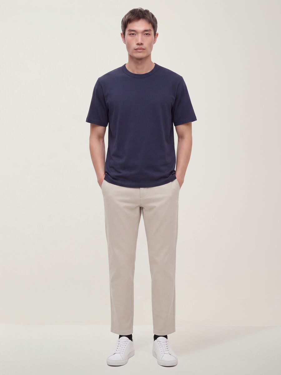 T-shirt blu in puro cotone a girocollo relaxed fit_1