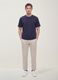 Blue pure cotton crew-neck T-shirt, relaxed fit_0