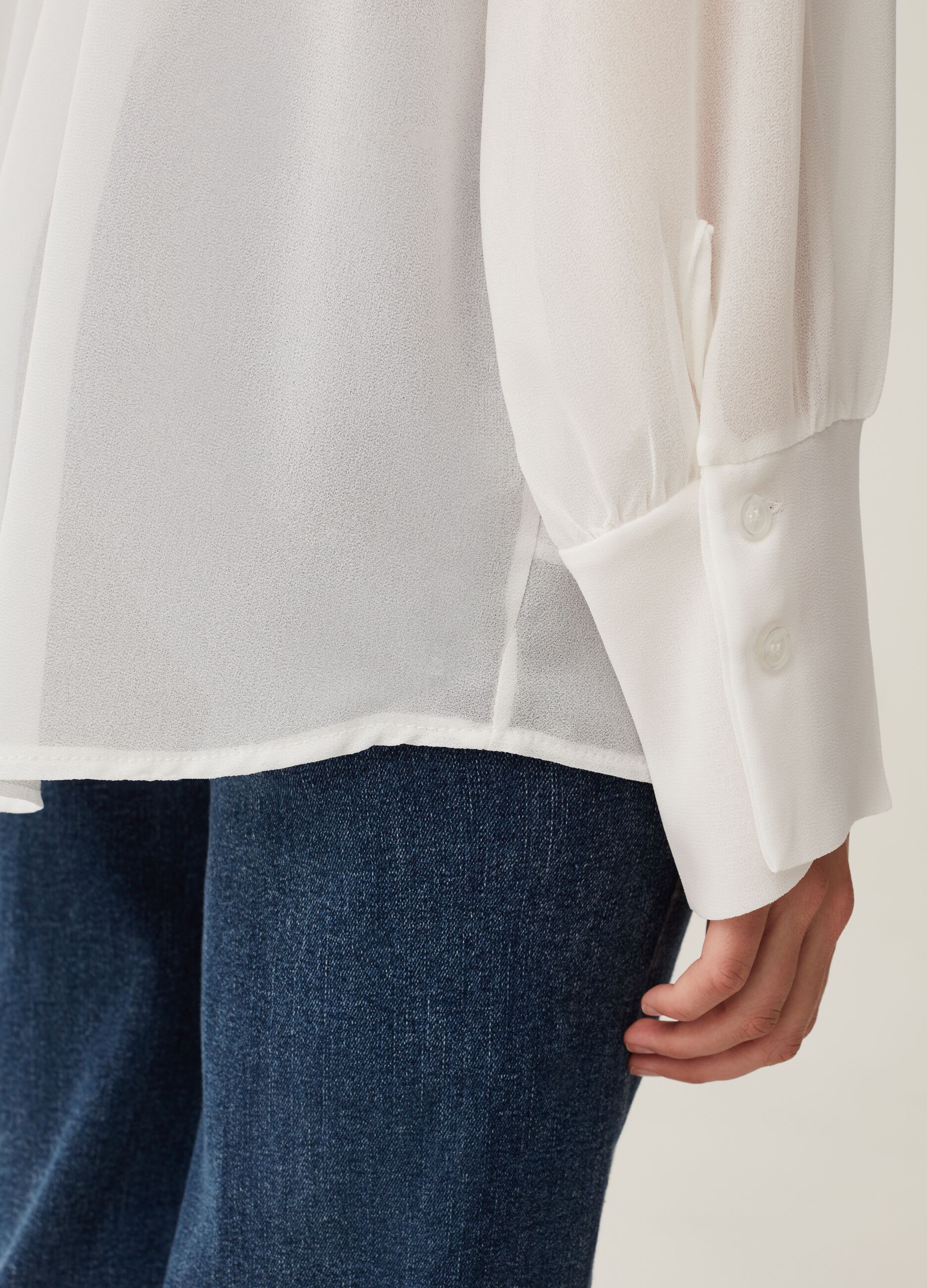 Blusa lunga in chiffon Hybrid_3