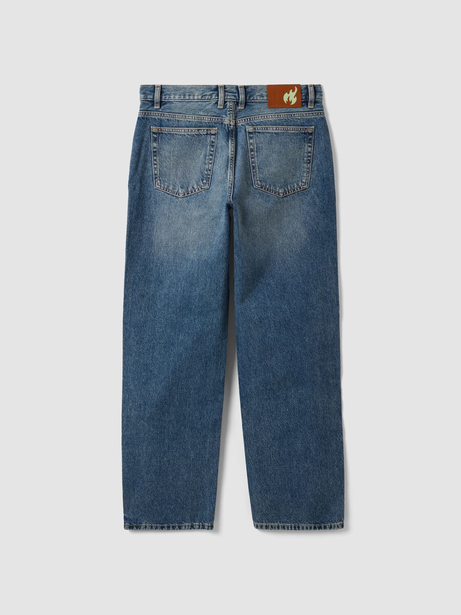 Blue denim jeans in pure cotton, loose fit_2