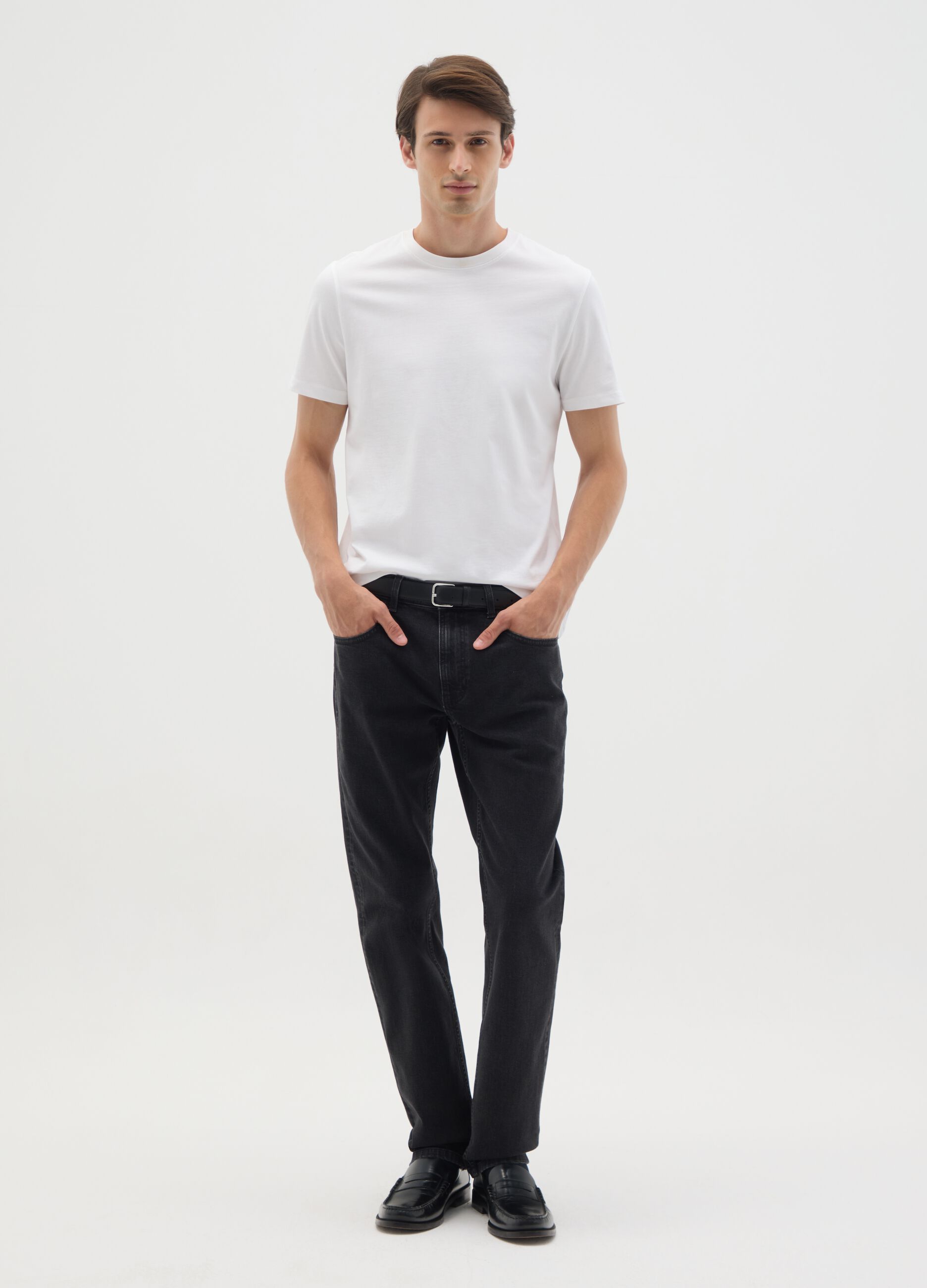 White pure cotton regular fit t-shirt