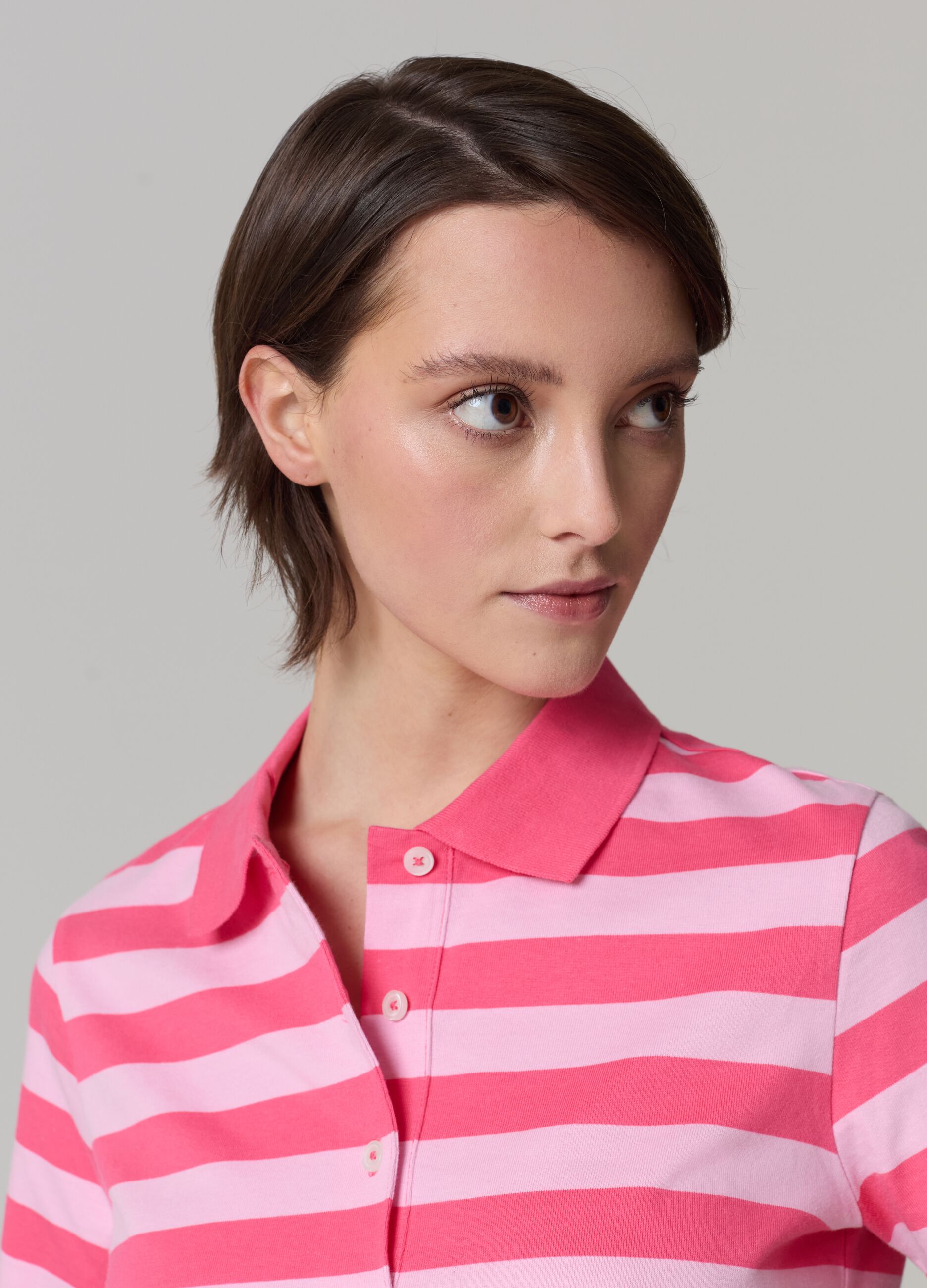 Striped cotton polo shirt