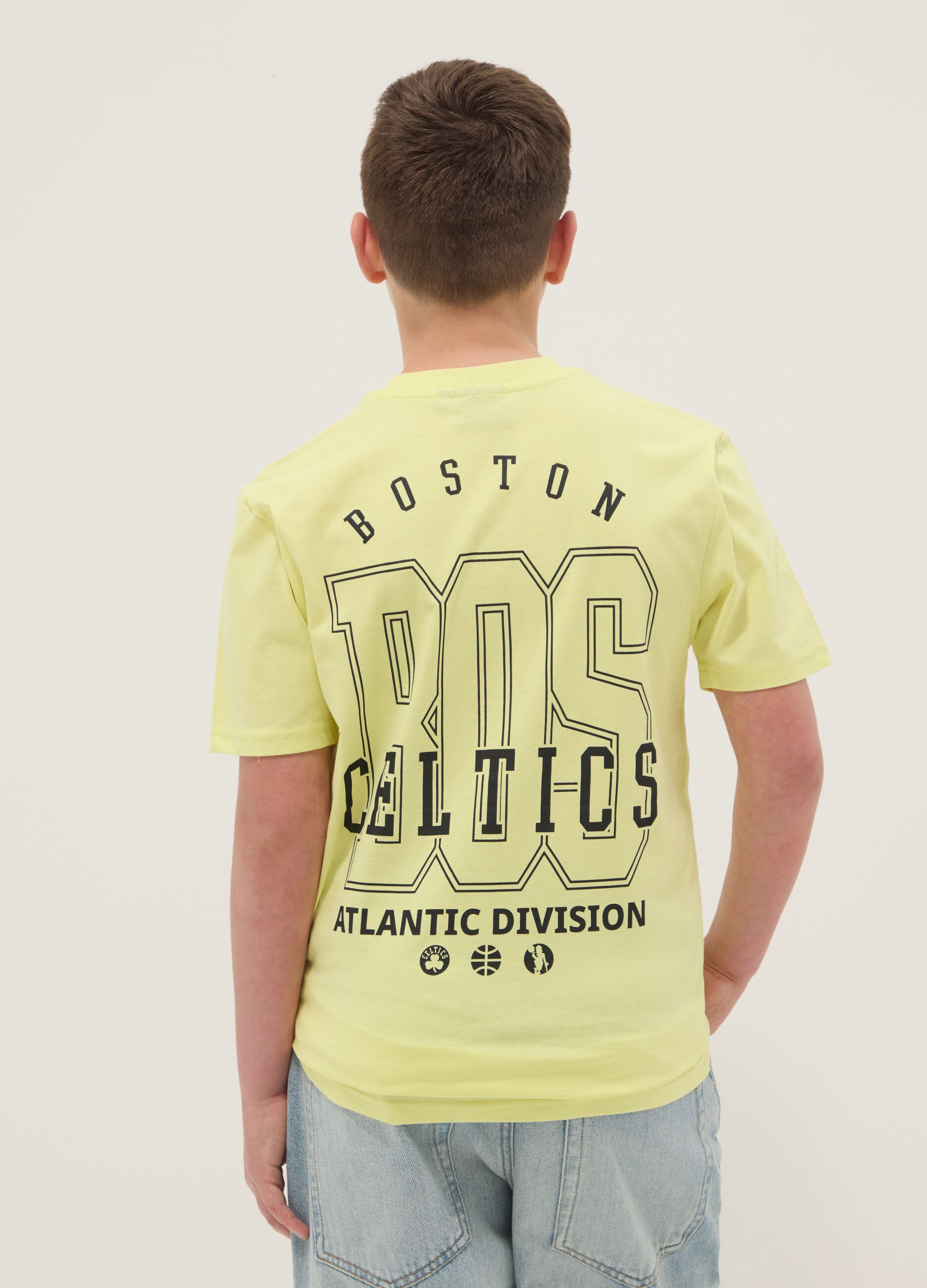 Boys' yellow pure cotton T-shirt relaxed fit Celtics