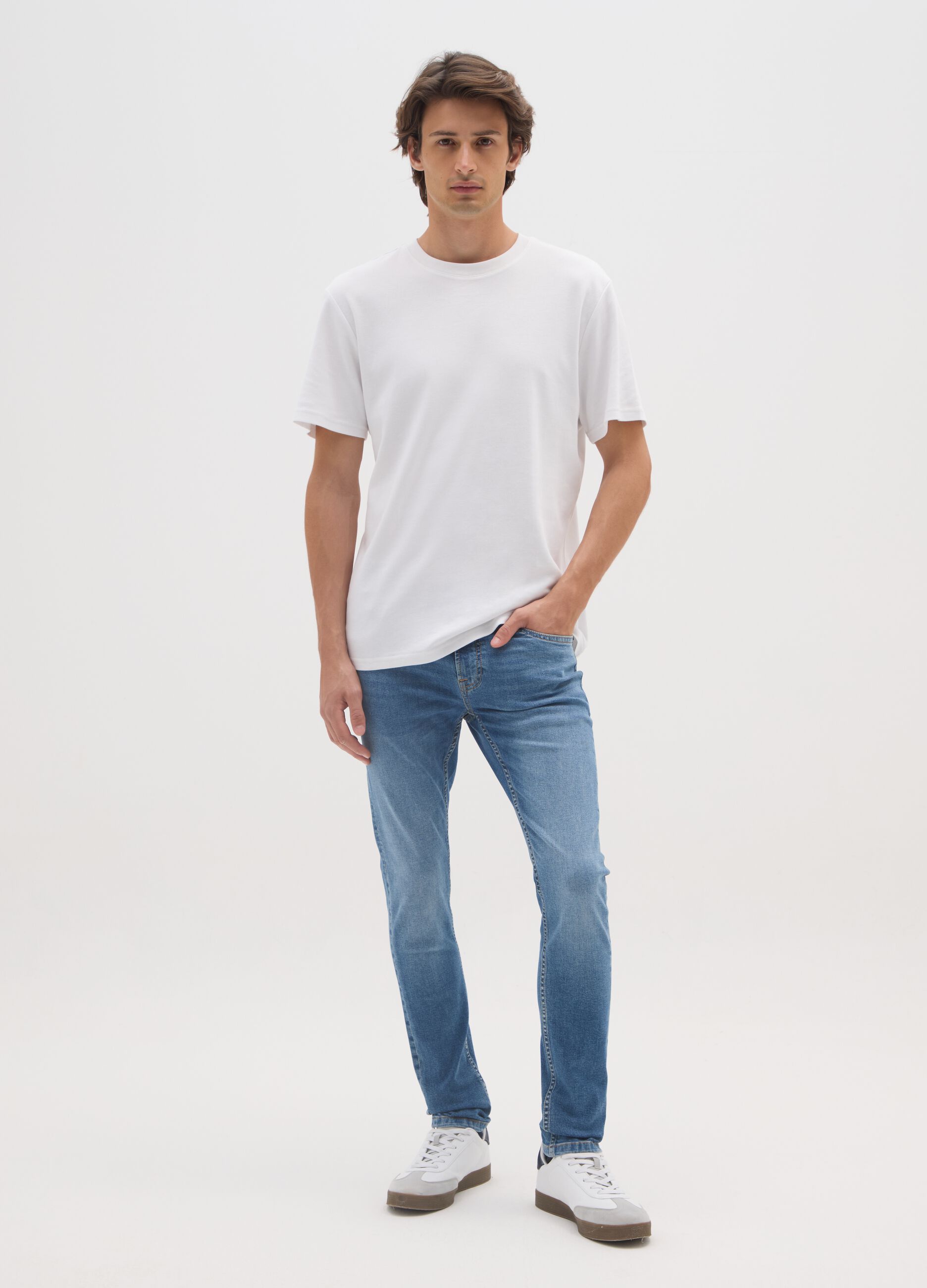 Jeans blu in denim super skinny in cotone