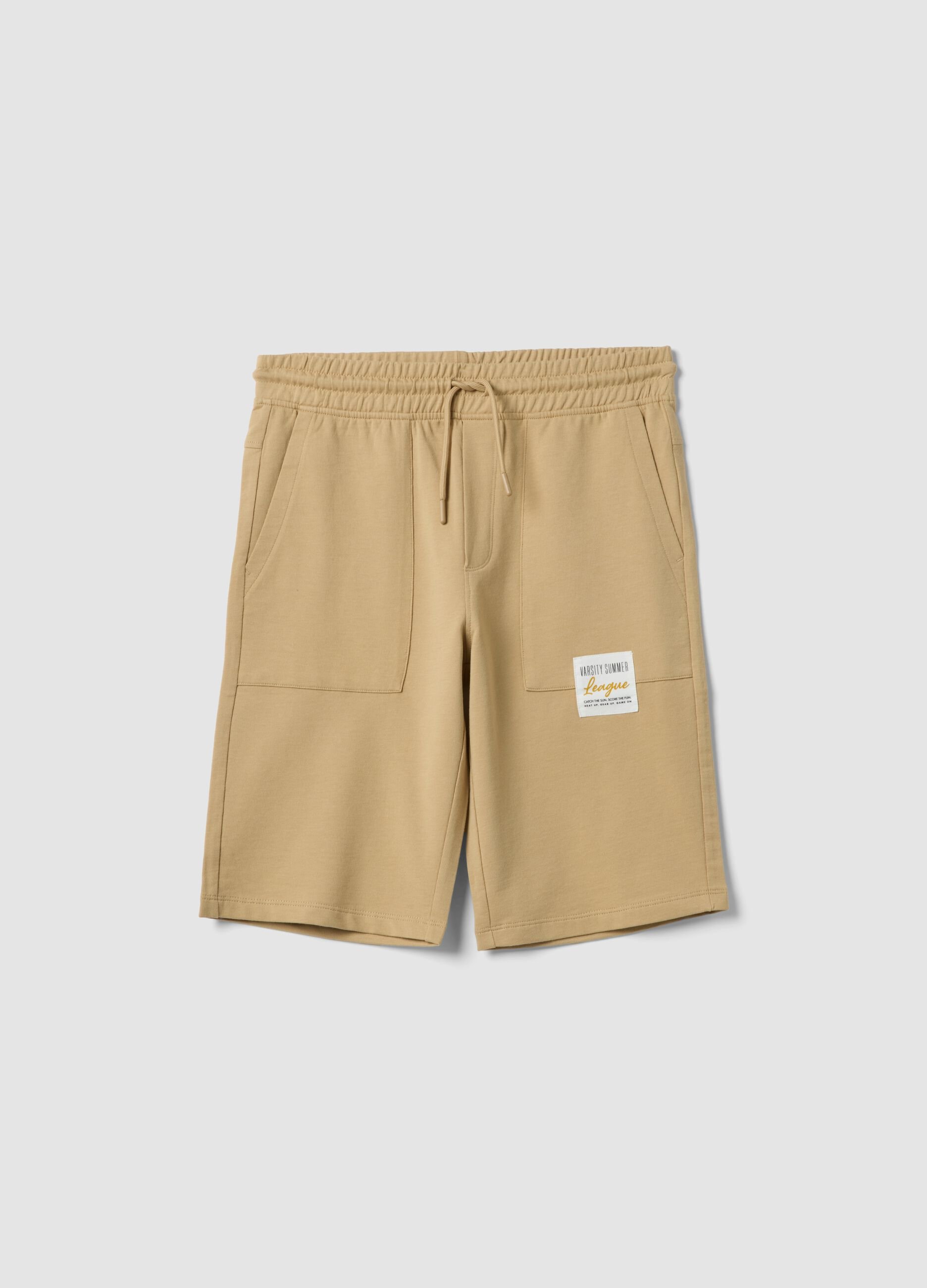 Boy's beige pure cotton shorts regular fit