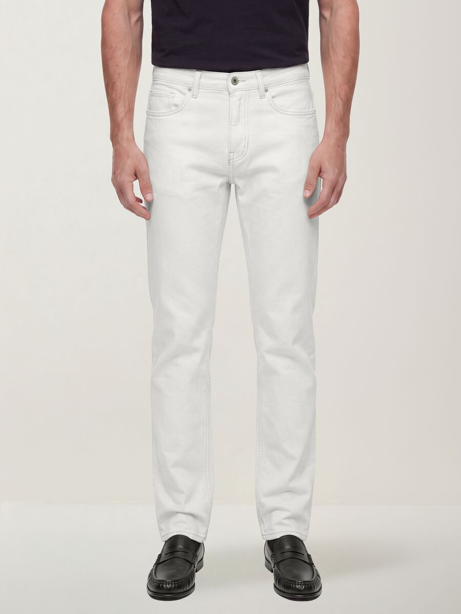 White slim-fit stretch cotton jeans_1
