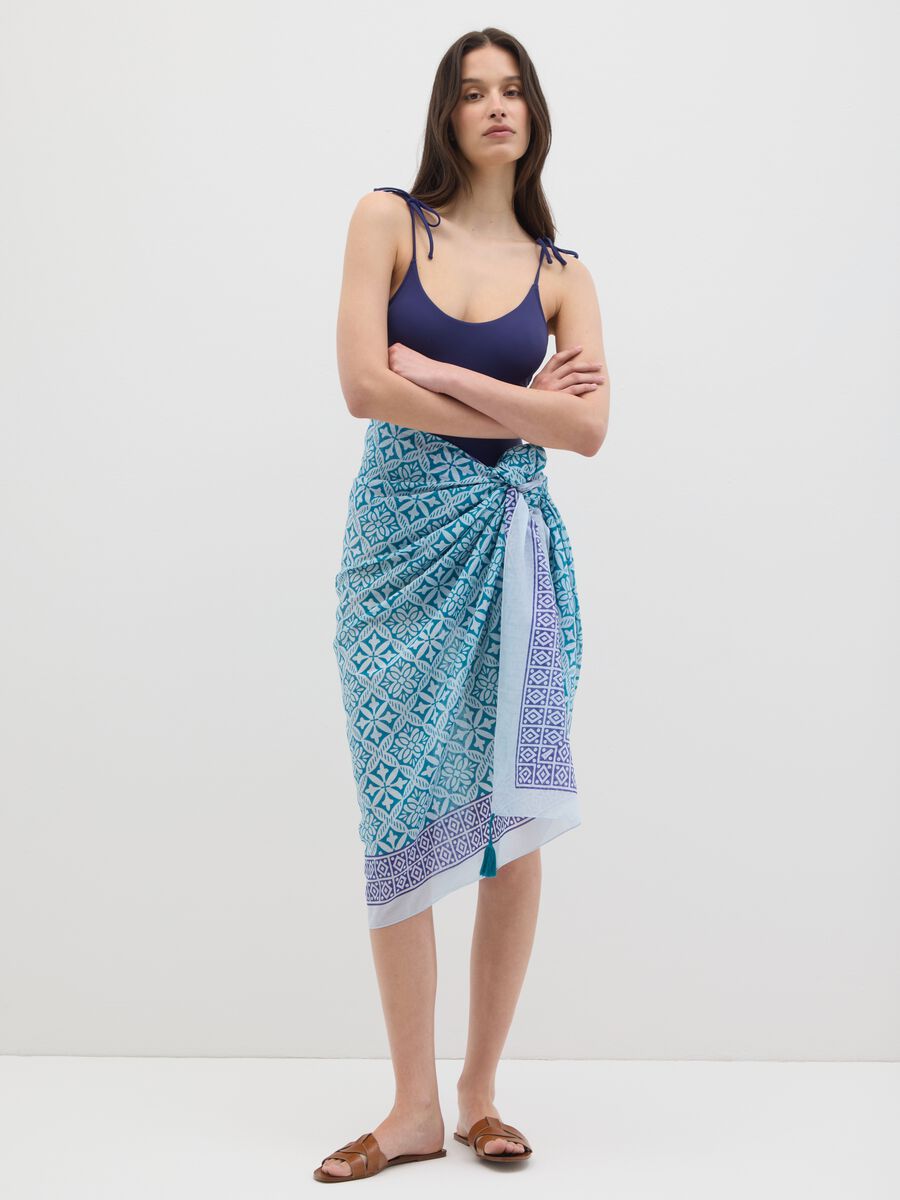 Blue and purple patterned cotton pareo_0