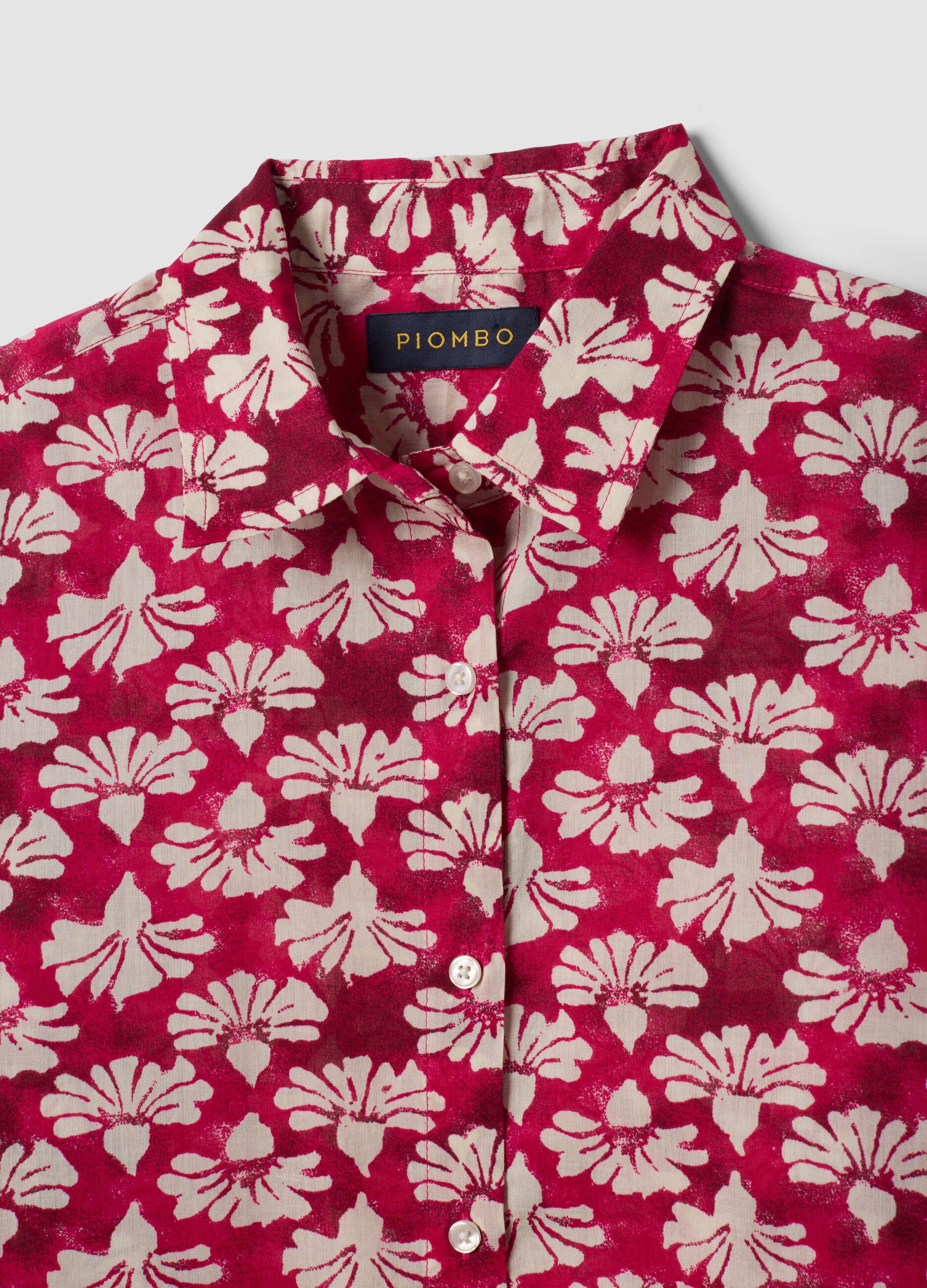 Red pure cotton kaftan with floral print