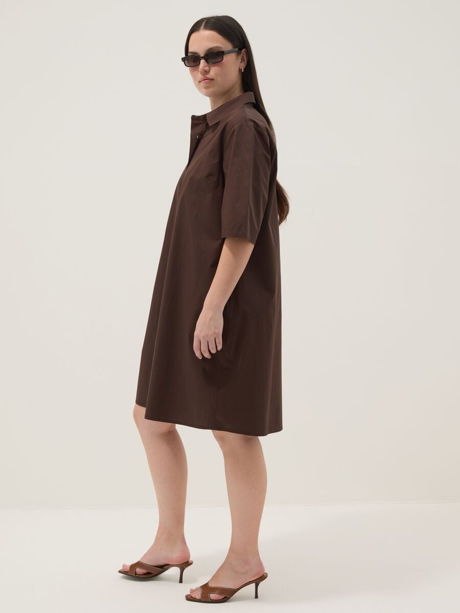 Abito chemisier marrone in puro cotone_1