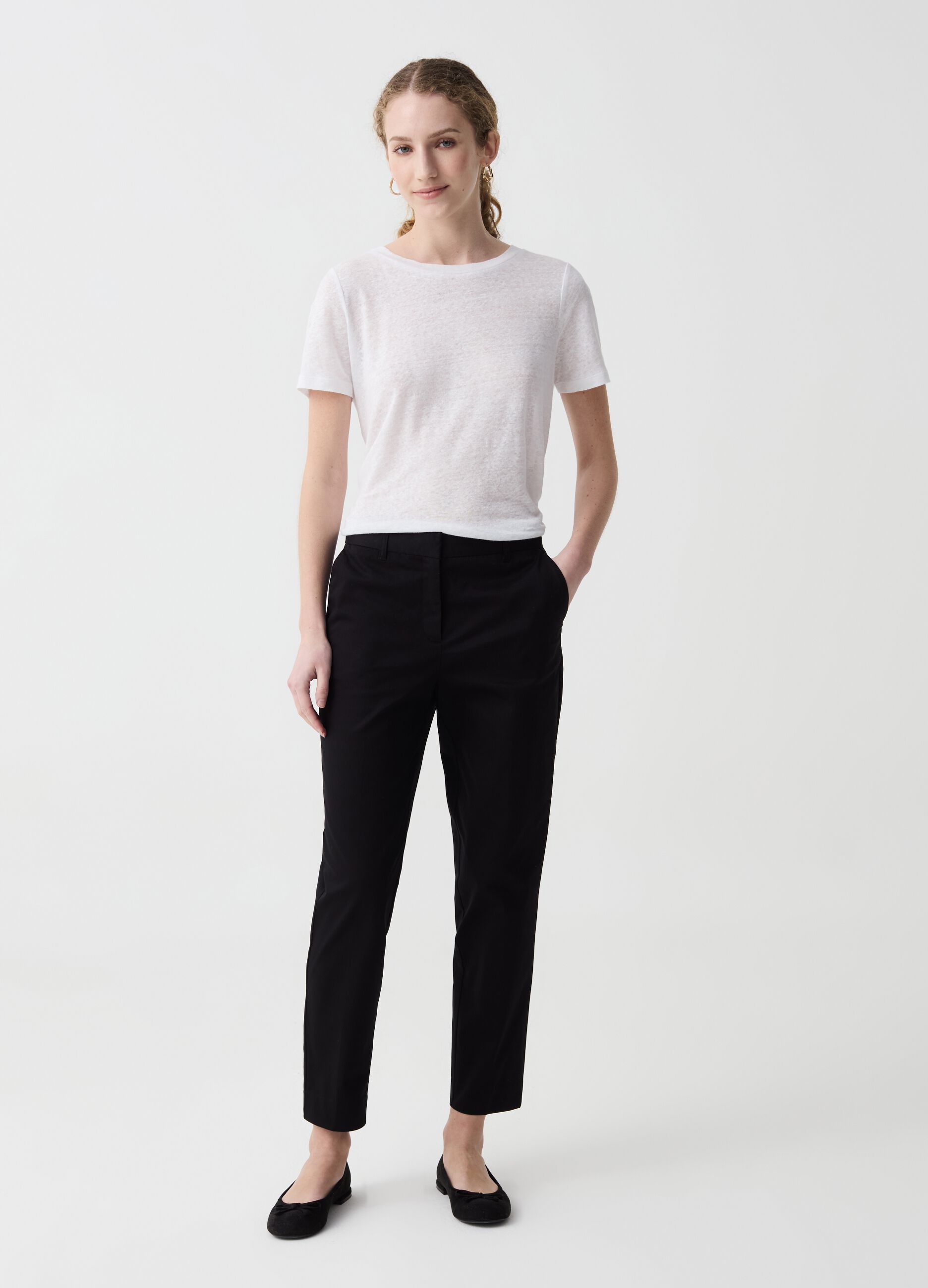 Pantalone a sigaretta in cotone stretch