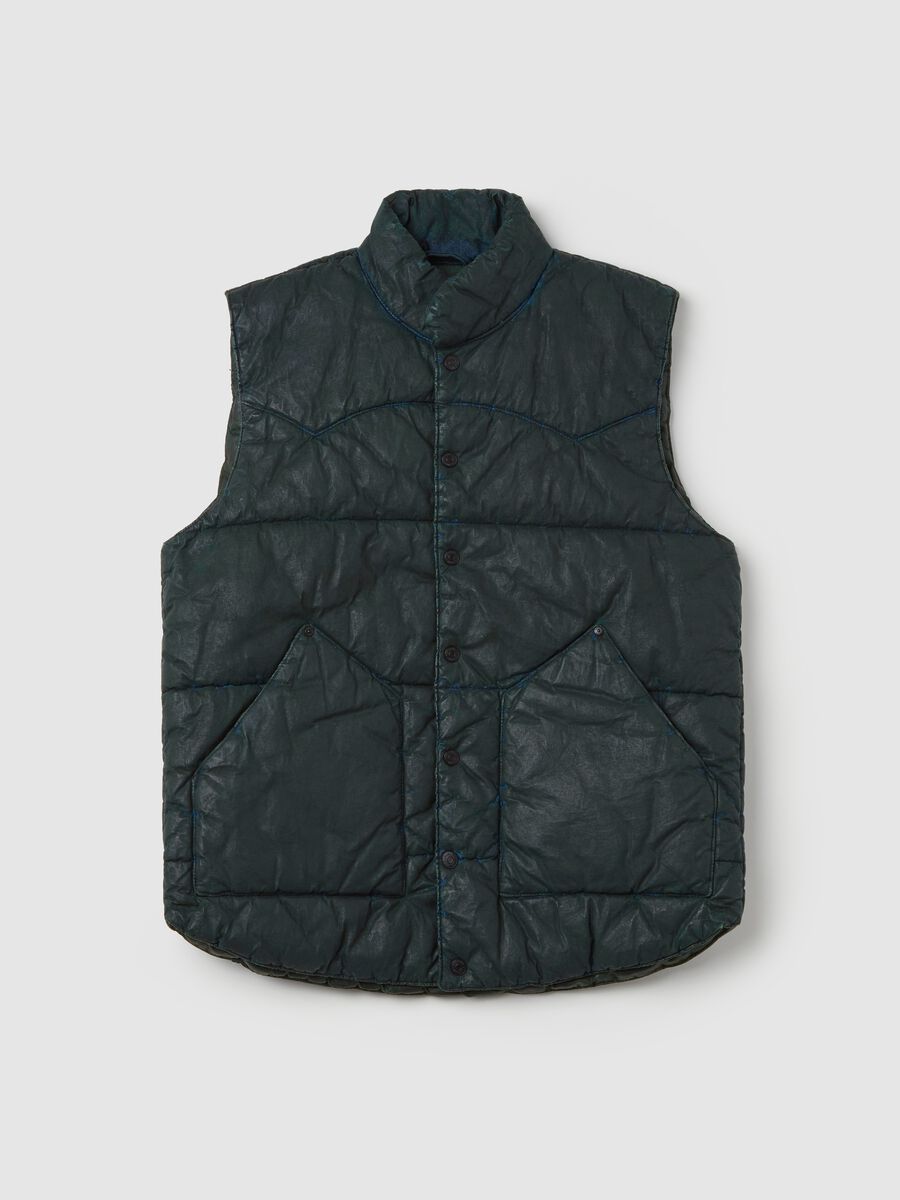 Limited Edition Gilet in leather-effect denim_4