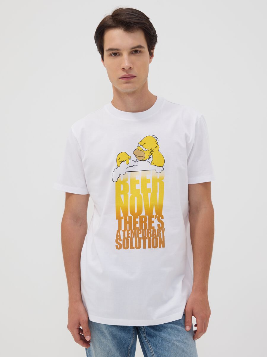 White pure cotton T-shirt with Simpsons print_1
