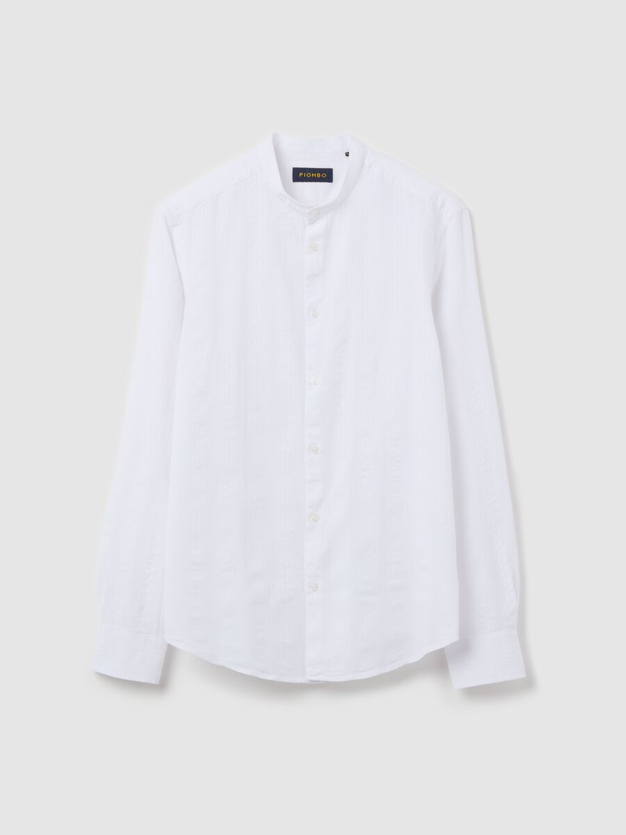 Striped shirt with waffle-weave effect_4