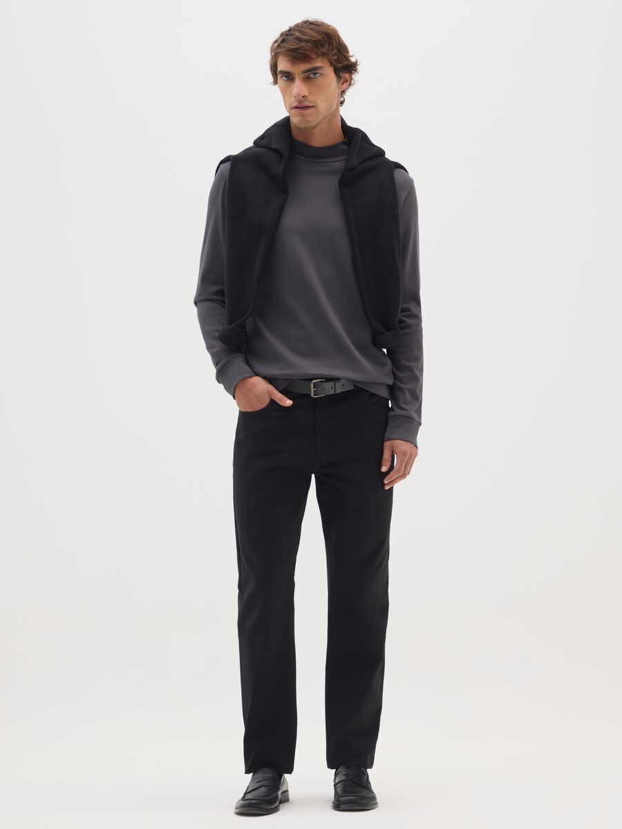 Maglia in puro cotone nero regular fit_1