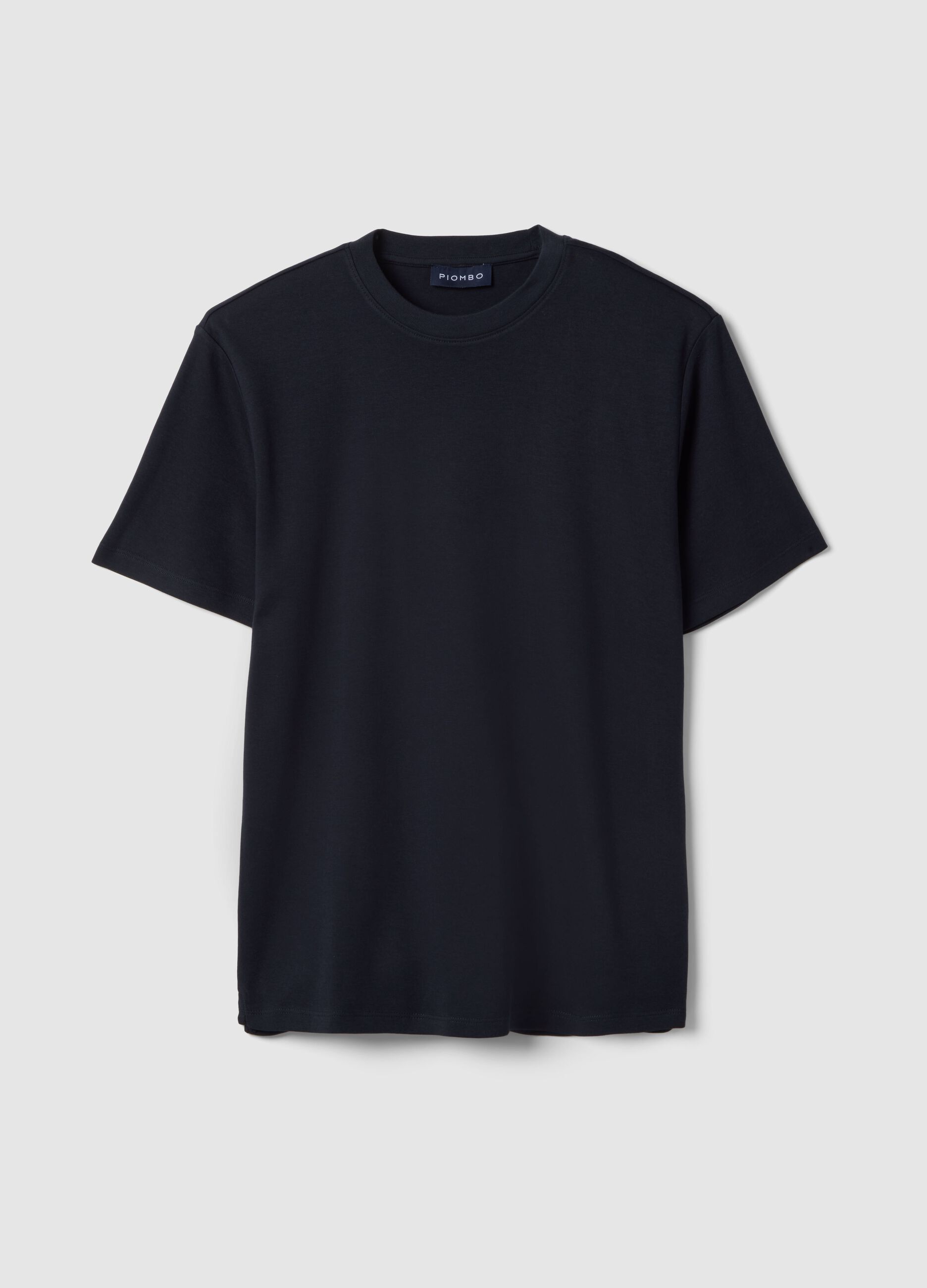 Black pure cotton crew neck T-shirt regular fit