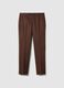 Brown regular fit stretch cotton trousers_4