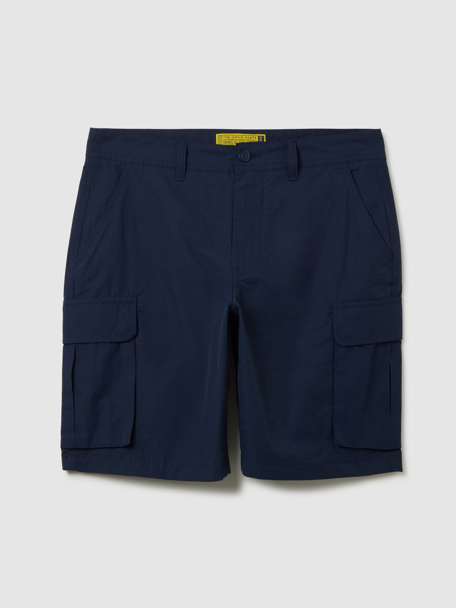 Men's blue cotton blend regular fit shorts_4