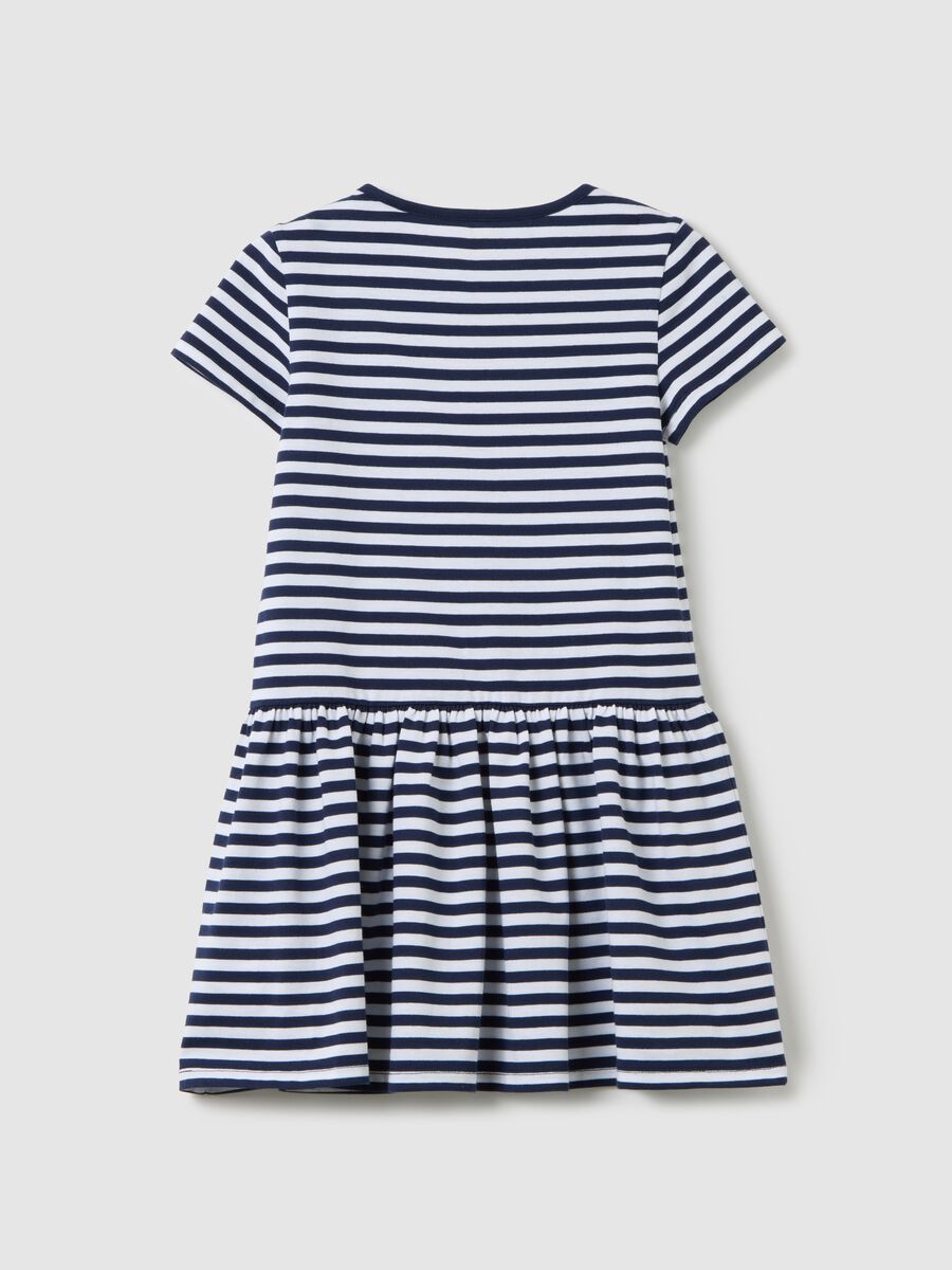 OVS Kids White and Blue Striped Cotton Dress_1