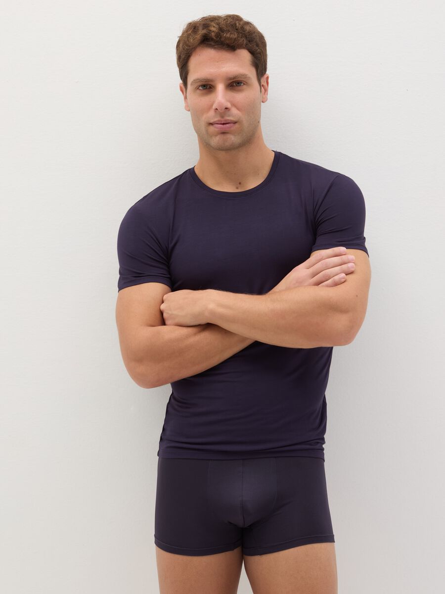 Stretch modal undershirt with round neck_0