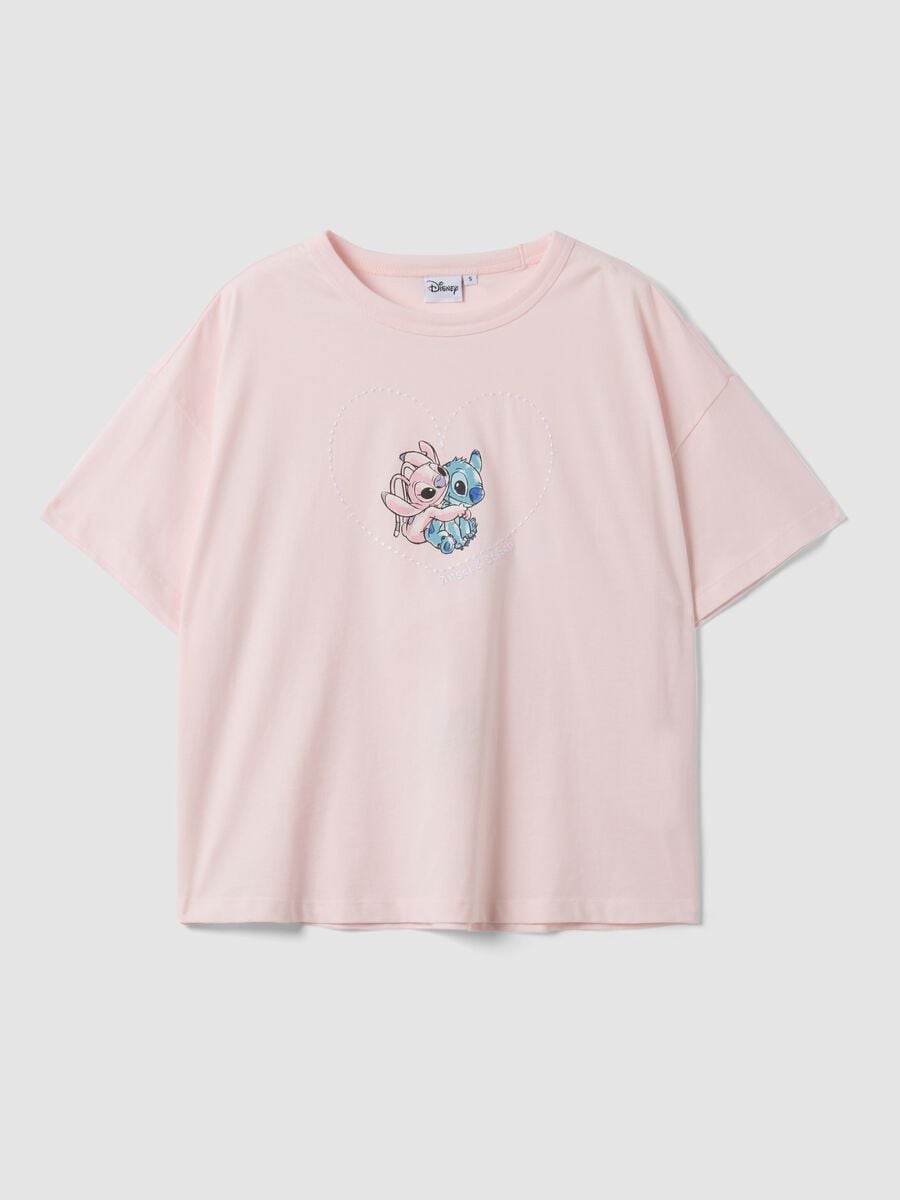 Pink pure cotton Lilo & Stitch print T-shirt, regular fit_4