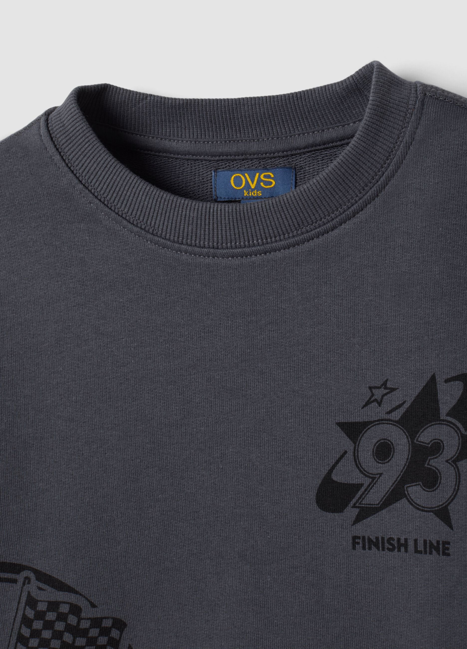 Grey crew-neck sweatshirt in pure organic cotton