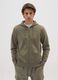 Regular fit green cotton blend zip-up sweatshirt_0