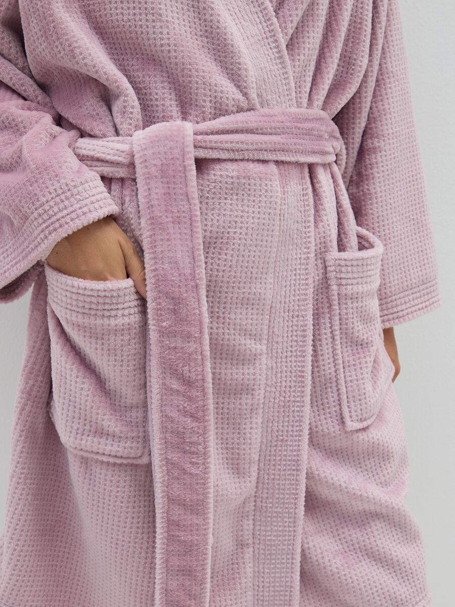Pink robe with pockets and waist belt_3