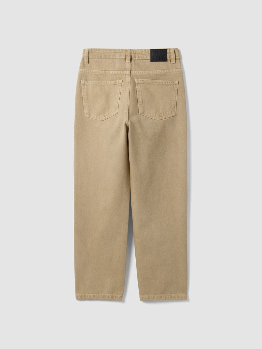Beige cotton denim jeans, relaxed fit for boys_5
