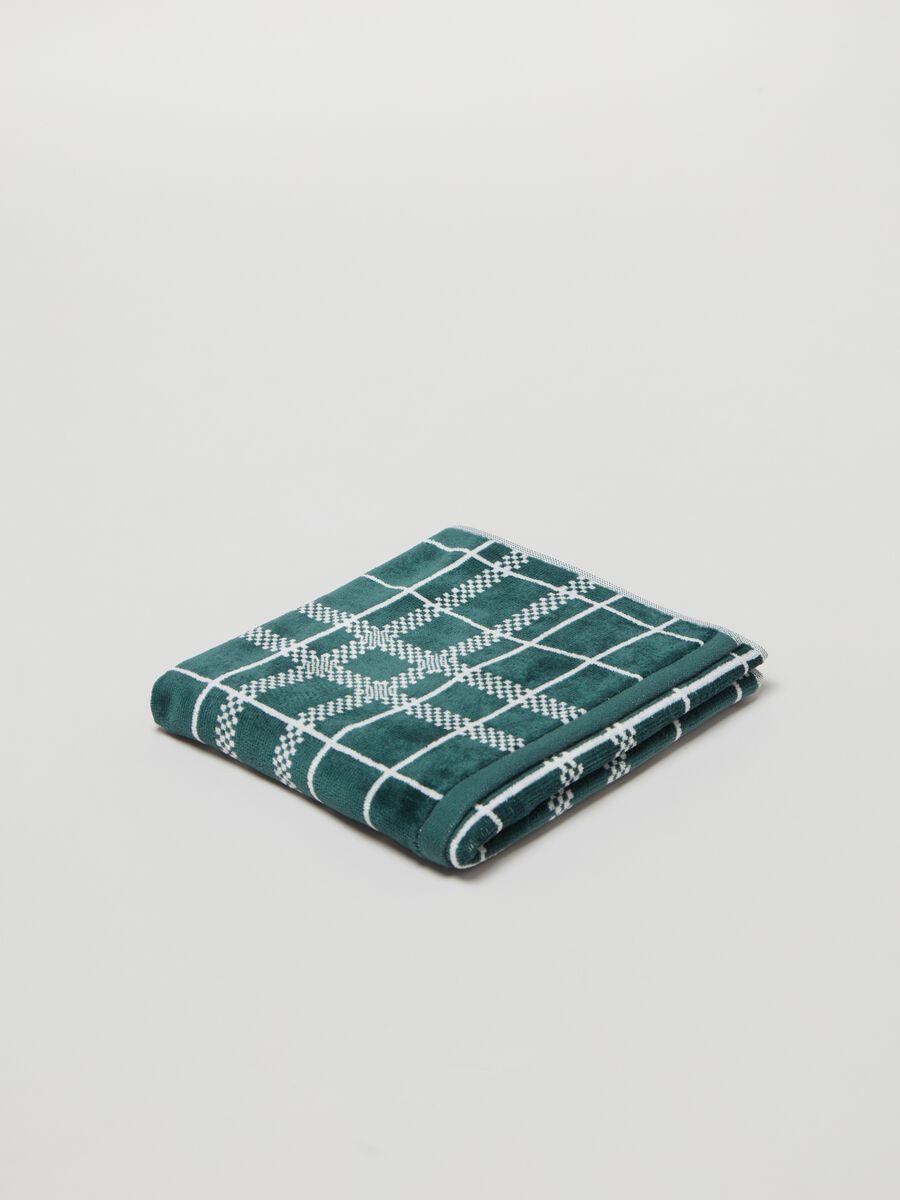 Asciugamano viso 50x90 squares verde scuro velour_0