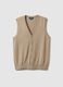 Beige deep V cotton-blend waistcoat with regular fit and buttons_4