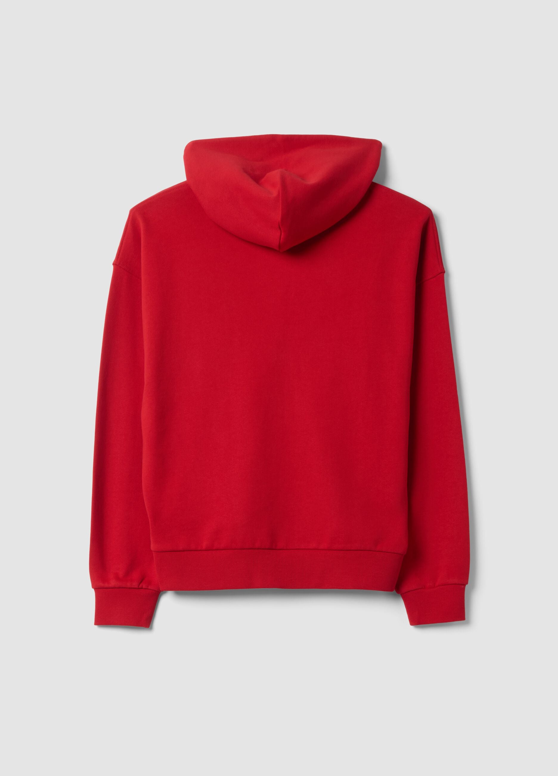 Felpa rossa in puro cotone con girocollo over fit