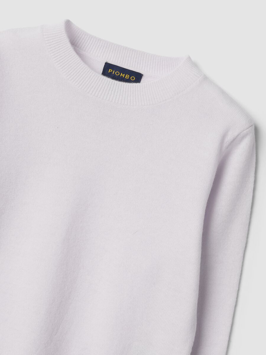Maglione bianco in pura lana a maniche lunghe regular fit_4