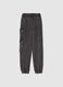Girls' Regular Fit Grey Cotton Blend Cargo Jogger Trousers_1
