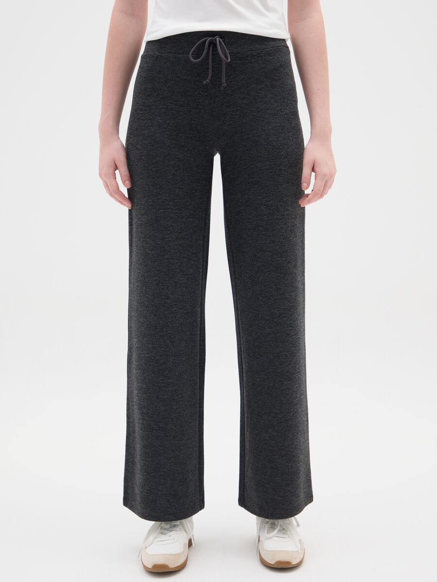 Grey Wide Leg Stretch Trousers_1
