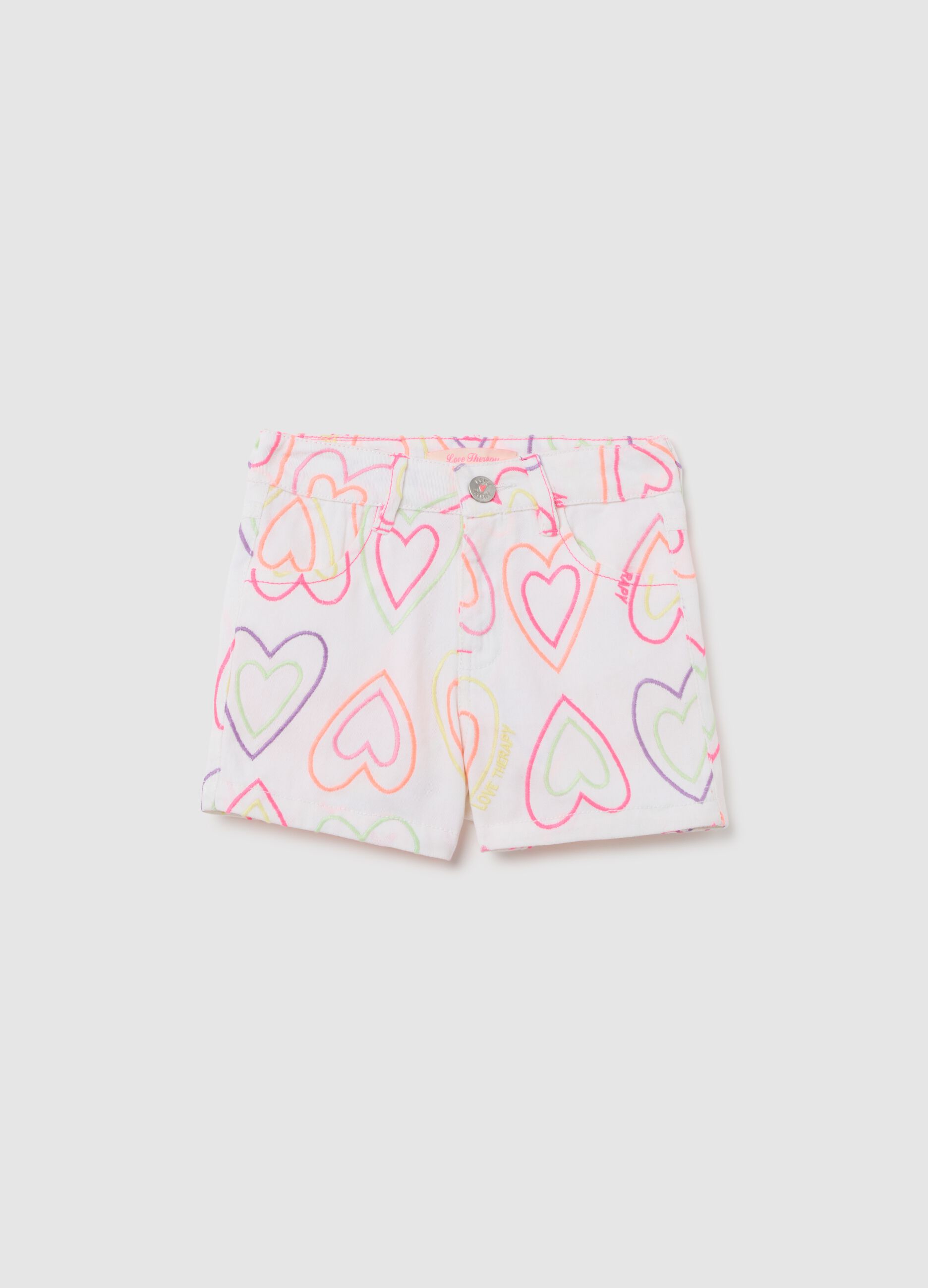 Girls' pure cotton multicolour regular fit shorts with print