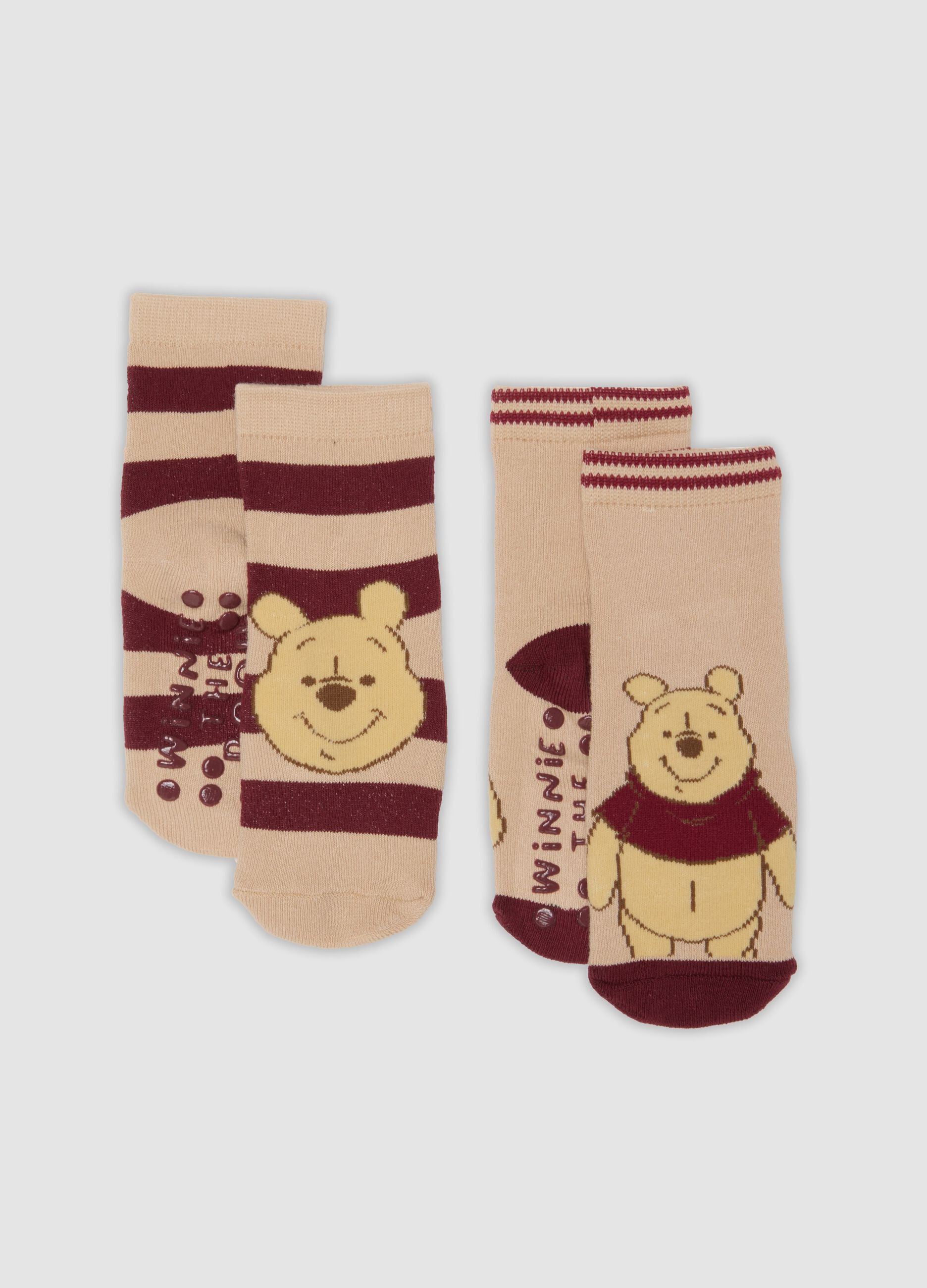 2-pack of Winnie the Pooh non-slip socks in stretchy organic cotton
