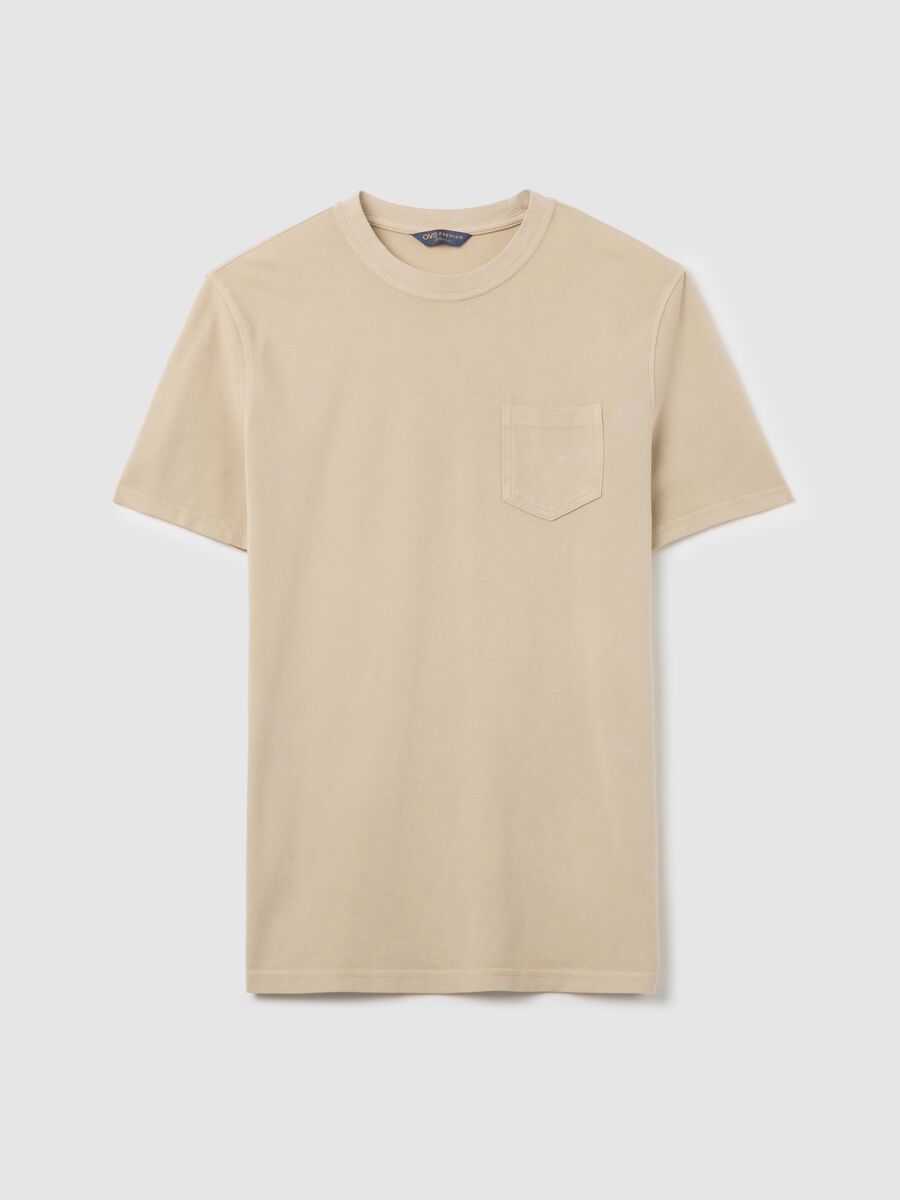 Beige T-shirt in cotton with pocket_4