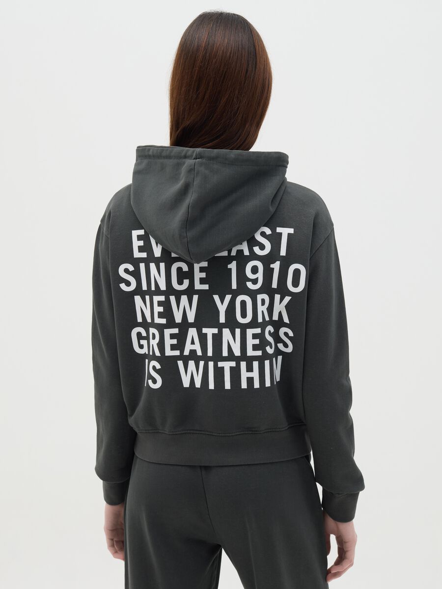 Grey swearshirt with hood and logo print_3