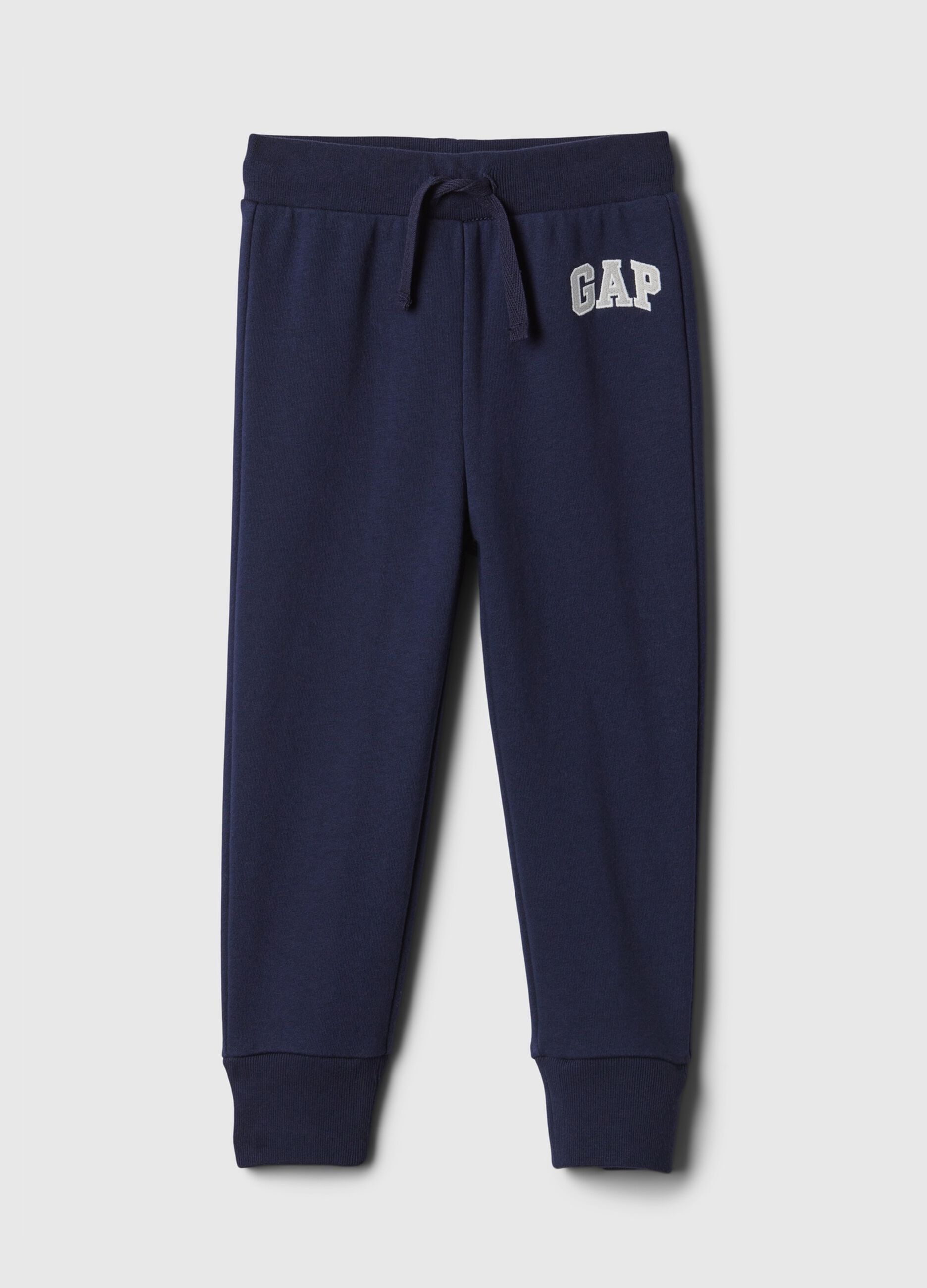 Fleece joggers with drawstring and embroidered logo